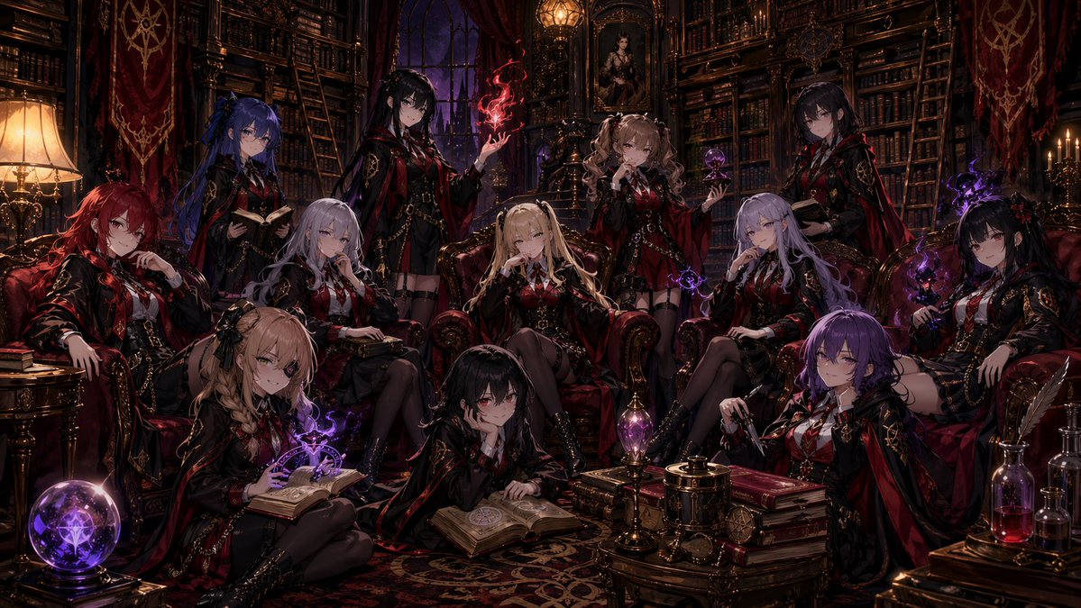 Gothic Anime Witch Library Ensemble - esempio di prompt GPT Image 2