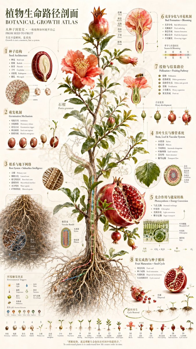 Vintage Pomegranate Growth Atlas - GPT Image 2 prompt example
