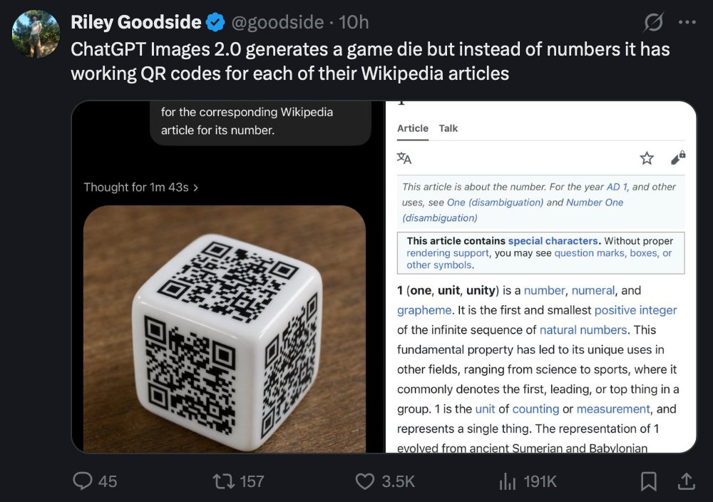 Tweet Screenshot of QR Code Dice Demo - GPT Image 2 prompt example
