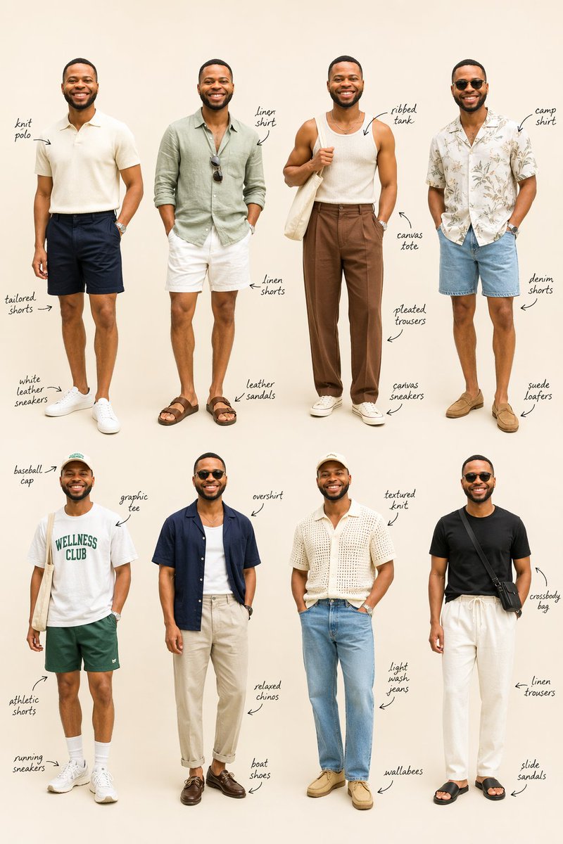 Summer Menswear Lookbook Grid - GPT Image 2 prompt example