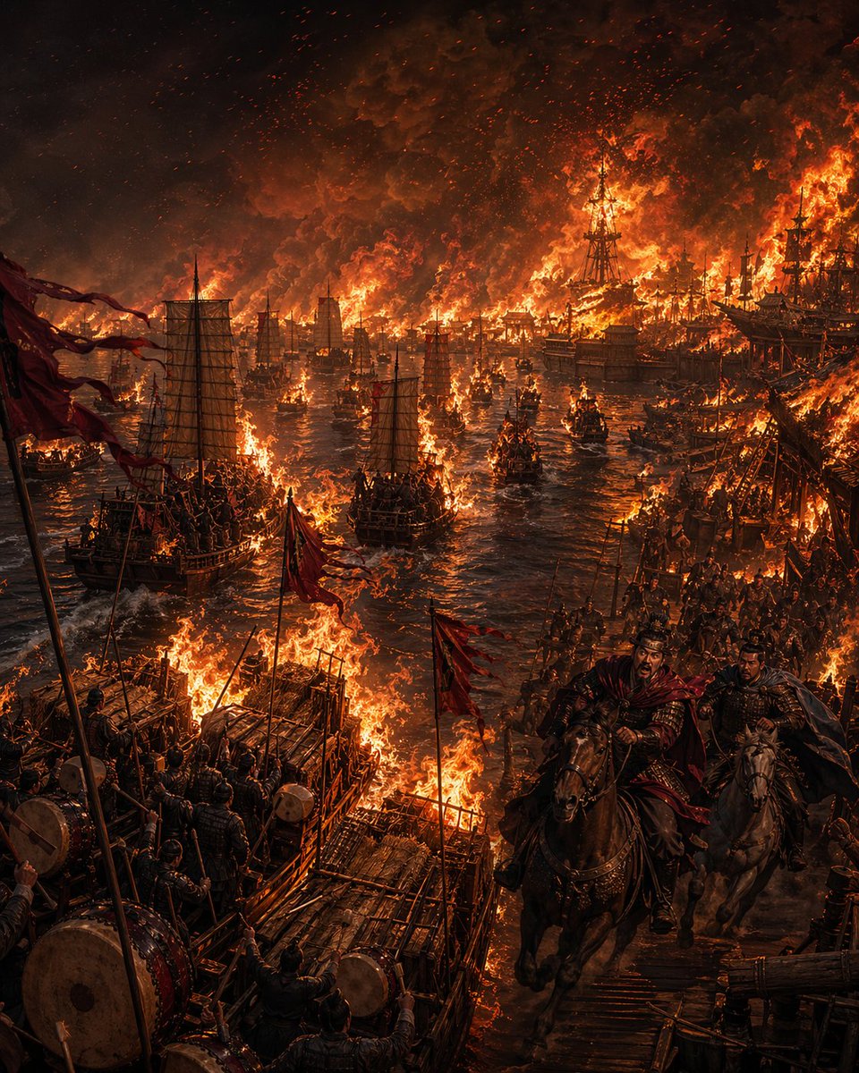 Burning Red Cliffs Night Battle - GPT Image 2 Prompt-Beispiel