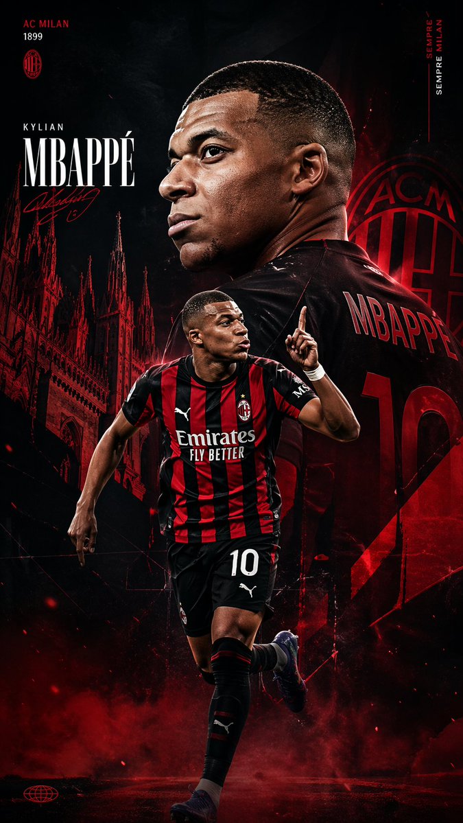 AC Milan Mbappé Transfer Poster - GPT Image 2 prompt example