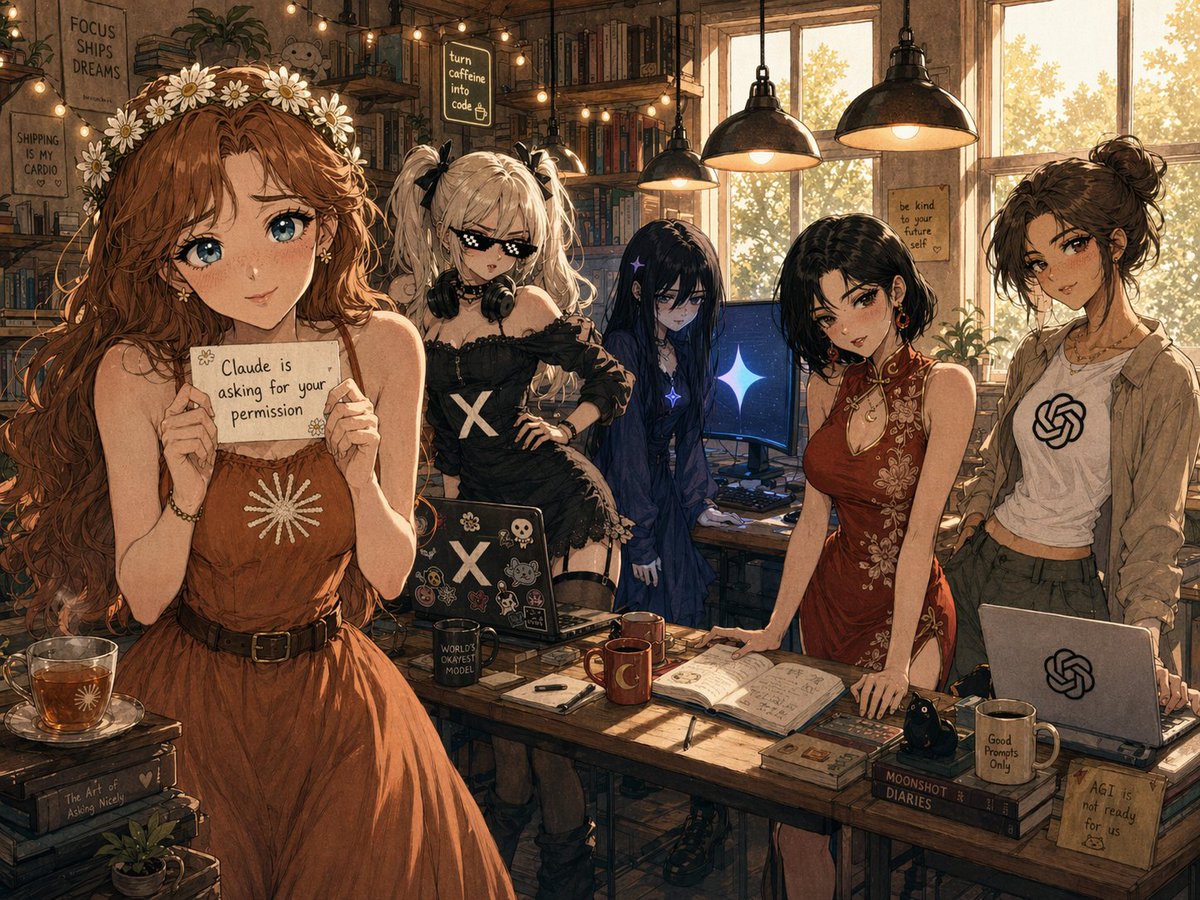 Cozy AI Agents Studio Group Portrait - GPT Image 2 prompt example