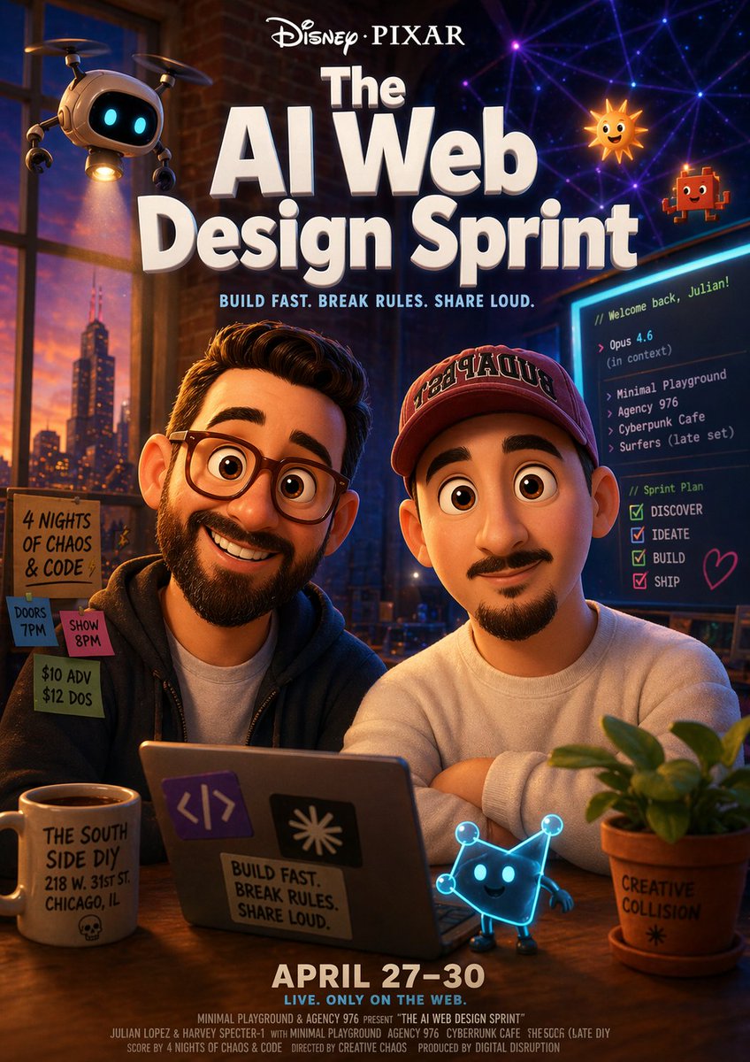 Pixar-Style AI Web Design Sprint Poster - GPT Image 2 prompt example