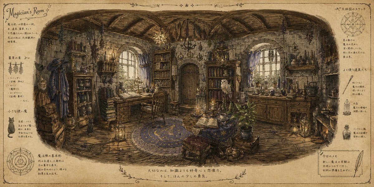 Wizard's Room Illustration - GPT Image 2 prompt example