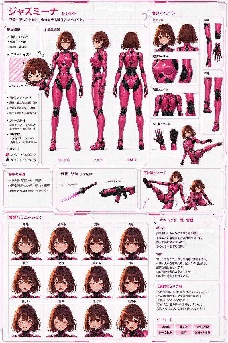 Robot Girl Reference Sheet - GPT Image 2 Prompt-Beispiel