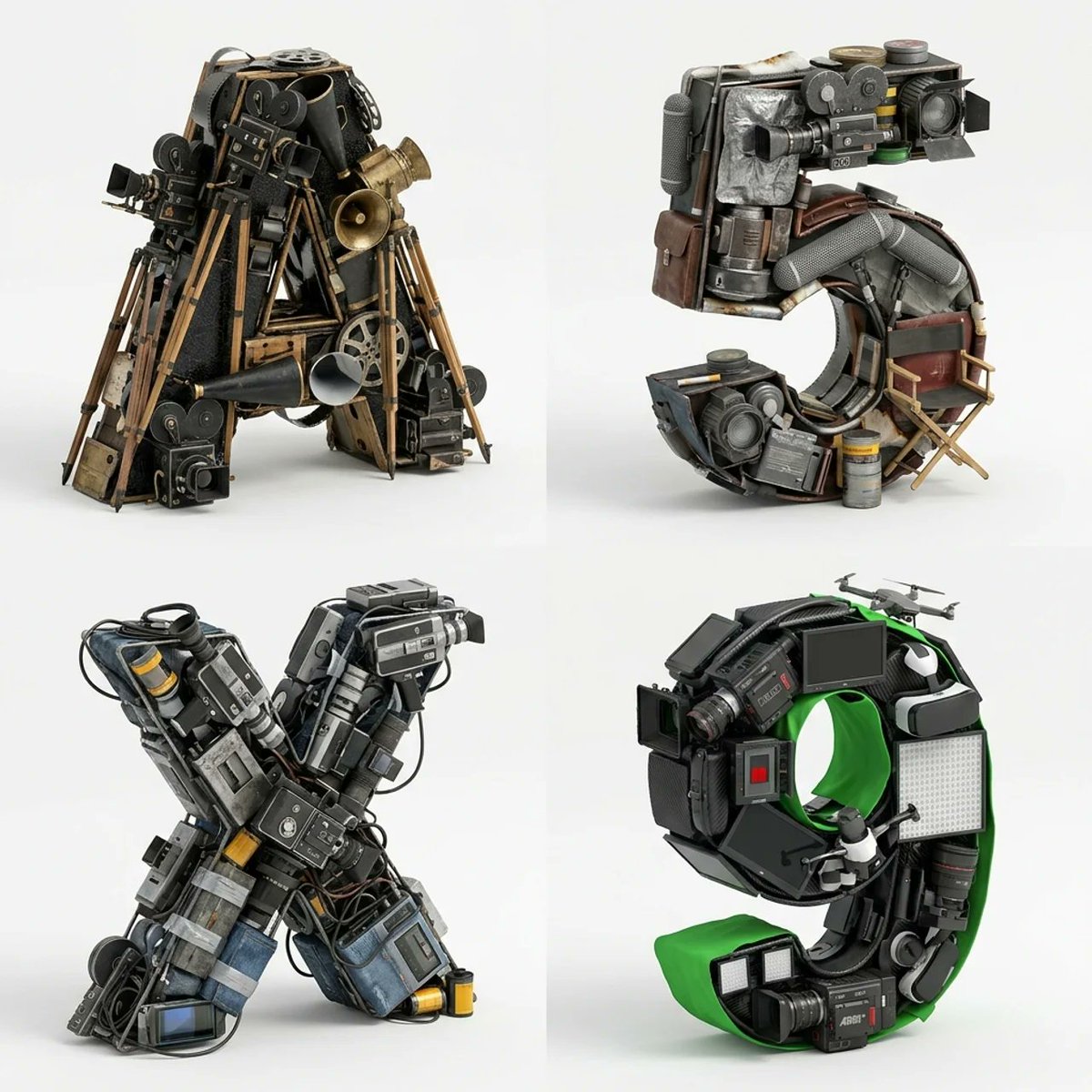 Filmmaking Eras Typographic Grid - esempio di prompt GPT Image 2