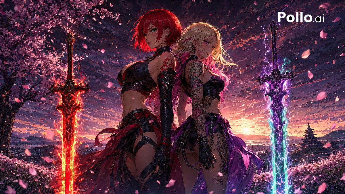 Back-to-Back Sirens in Sakura Dusk - GPT Image 2 prompt example