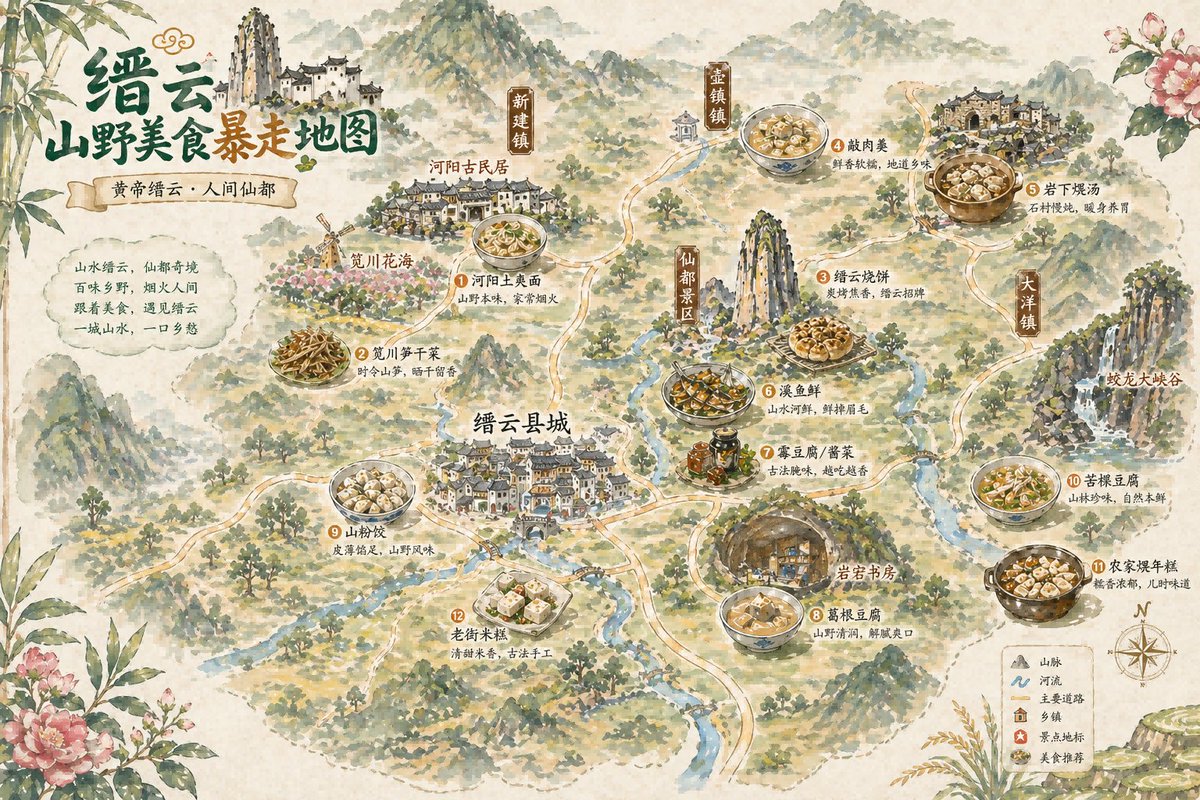 Vintage Chinese Food Map Poster - esempio di prompt GPT Image 2