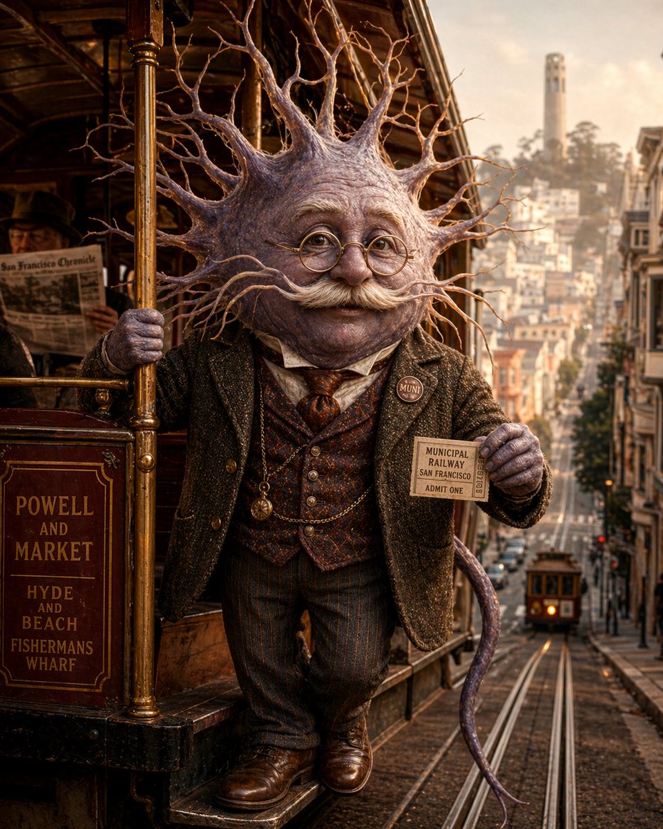 Neuron on a San Francisco Cable Car - GPT Image 2 prompt example