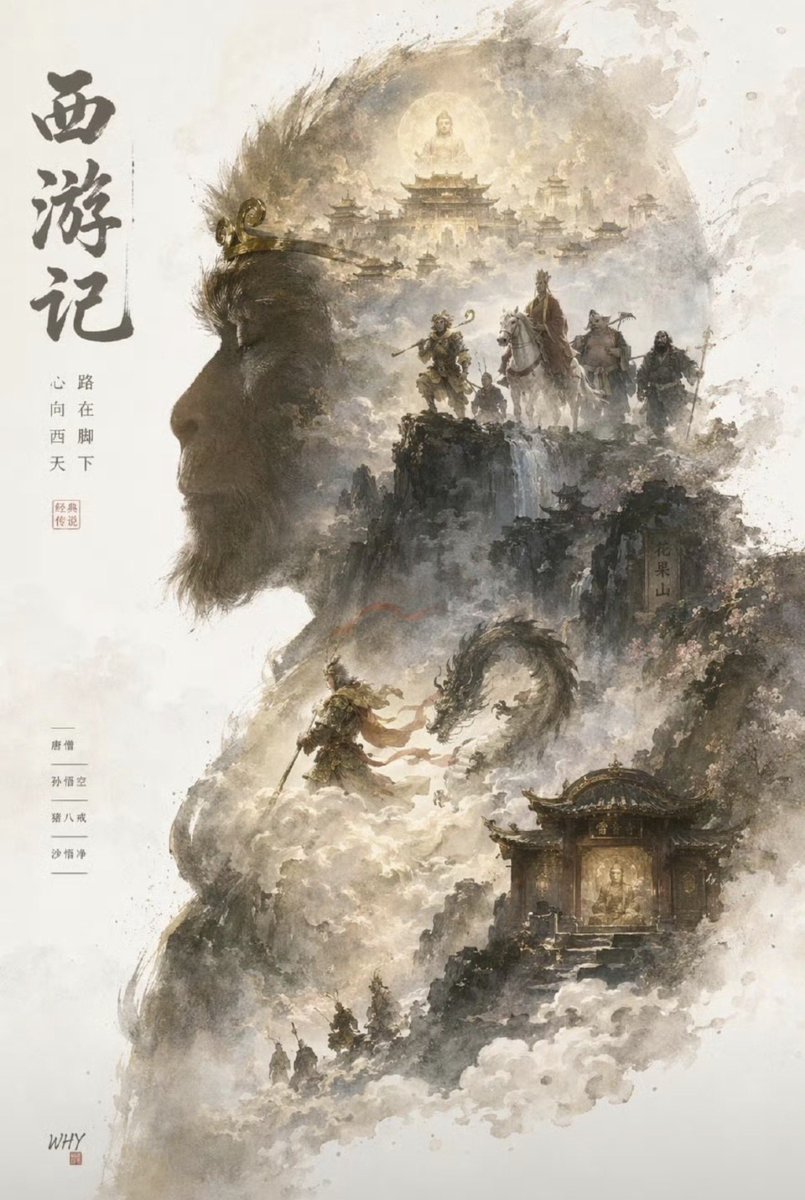 Journey to the West Ink Poster - GPT Image 2 prompt example