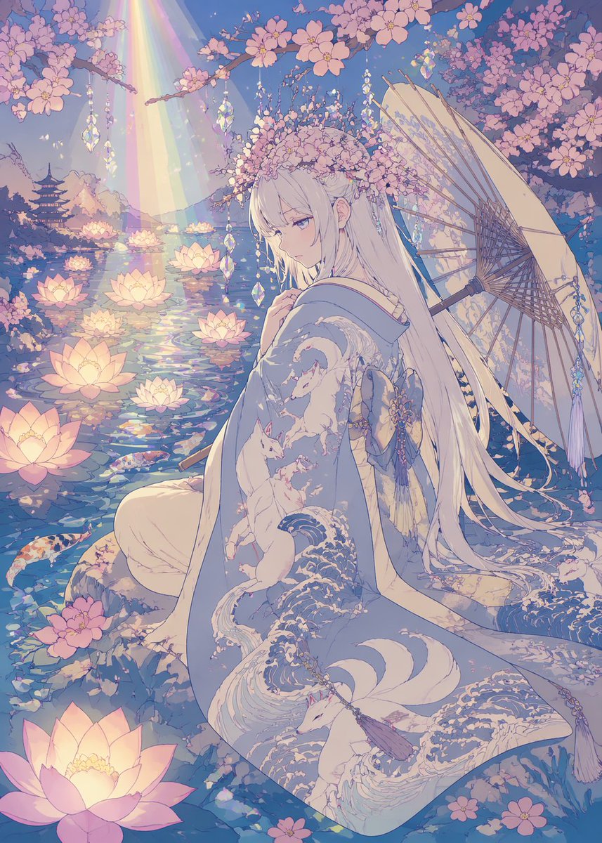 Pastel Anime Kimono by Lotus Pond - GPT Image 2 prompt example