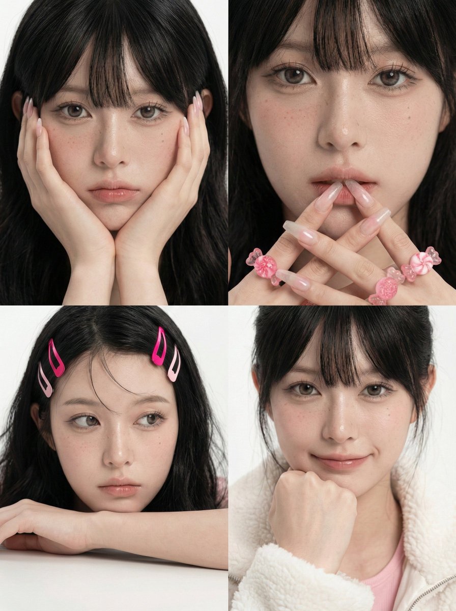 2x2 Beauty Portrait Collage - GPT Image 2 prompt example