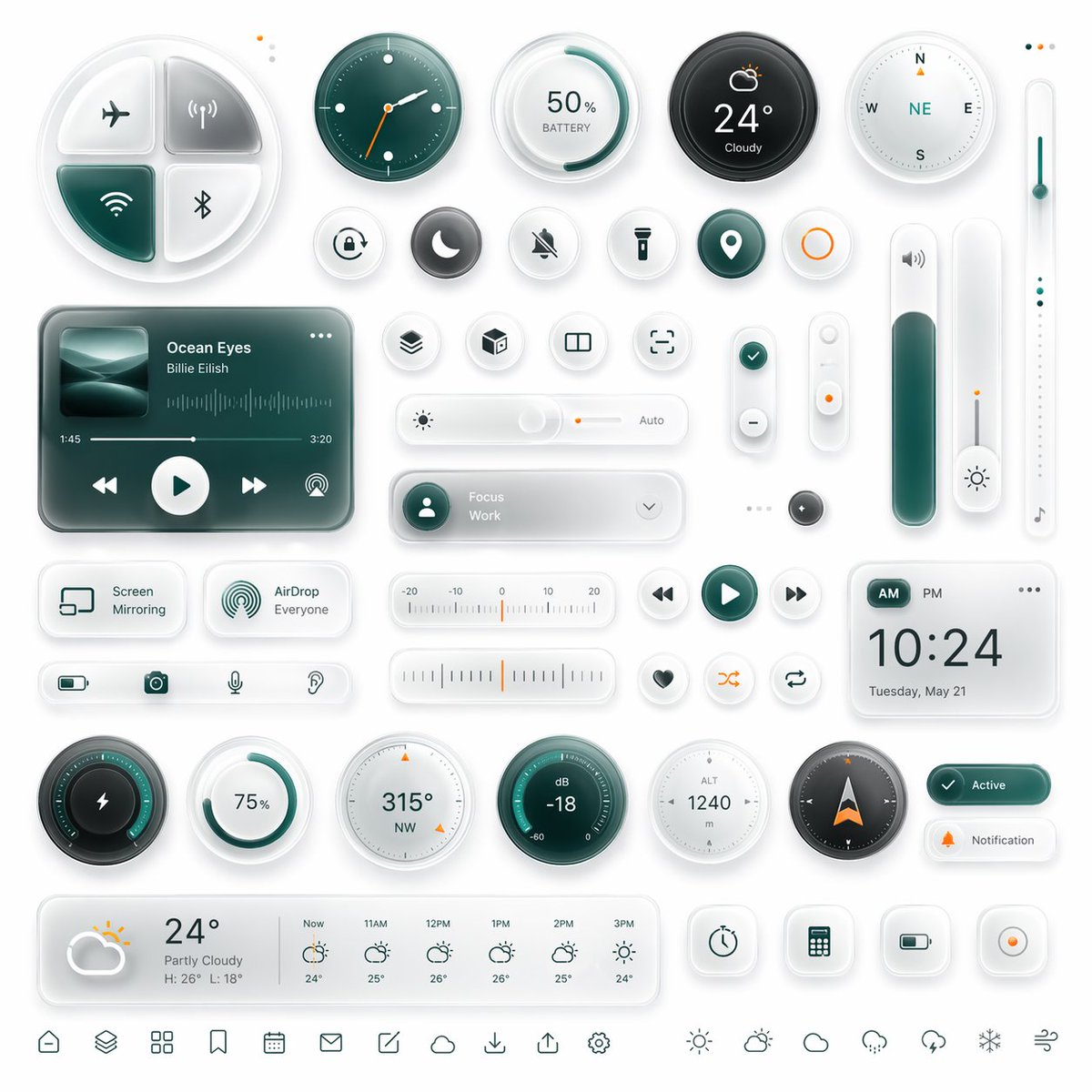 Glassmorphism Smart UI Kit - GPT Image 2 prompt example