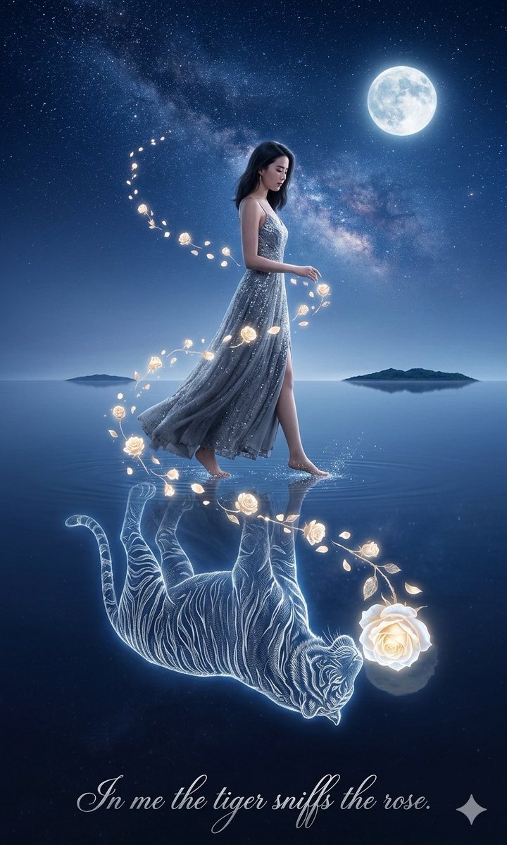 Moonlit Tiger and Rose Fantasy Poster - esempio di prompt GPT Image 2
