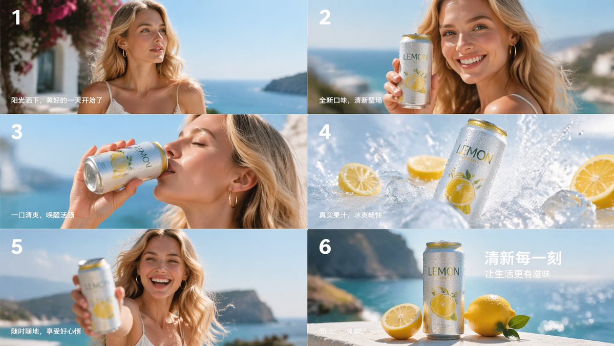 Lemon Drink Ad Storyboard - GPT Image 2 prompt example