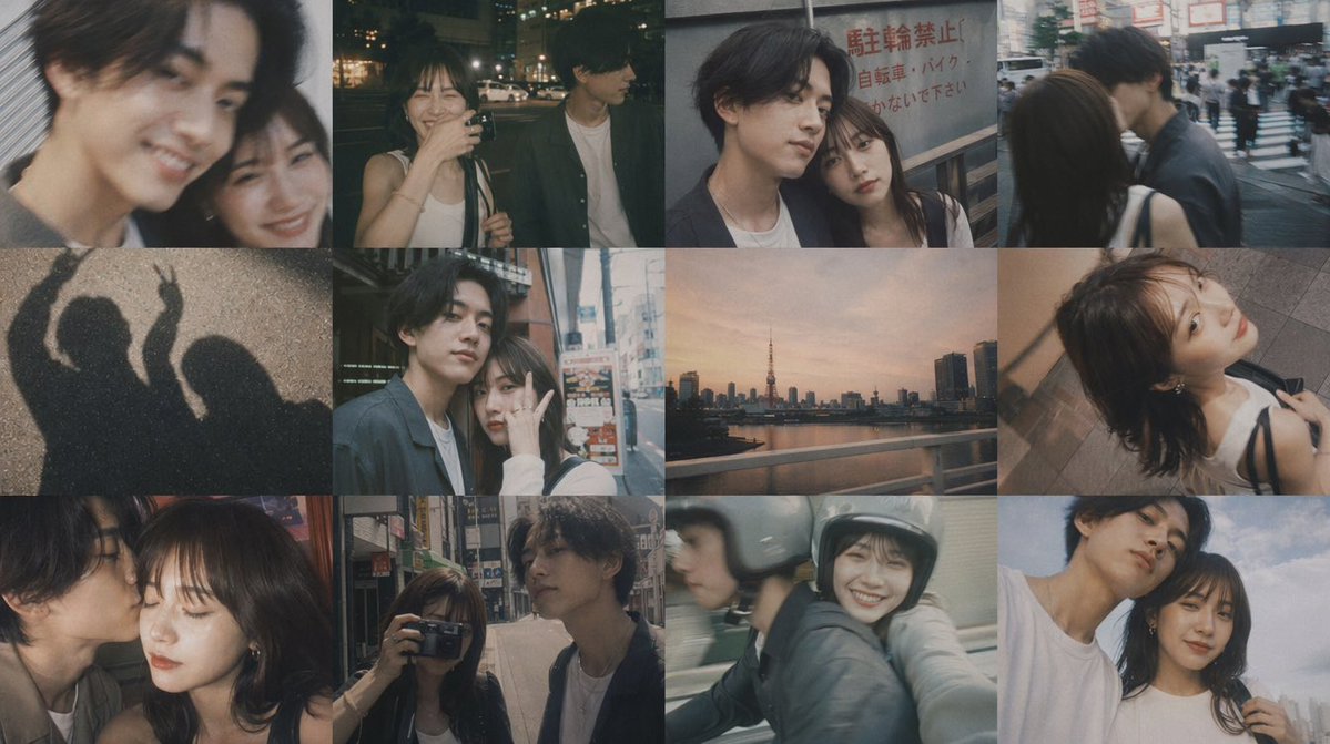 Romantic Tokyo Couple Photo Collage - GPT Image 2 prompt example