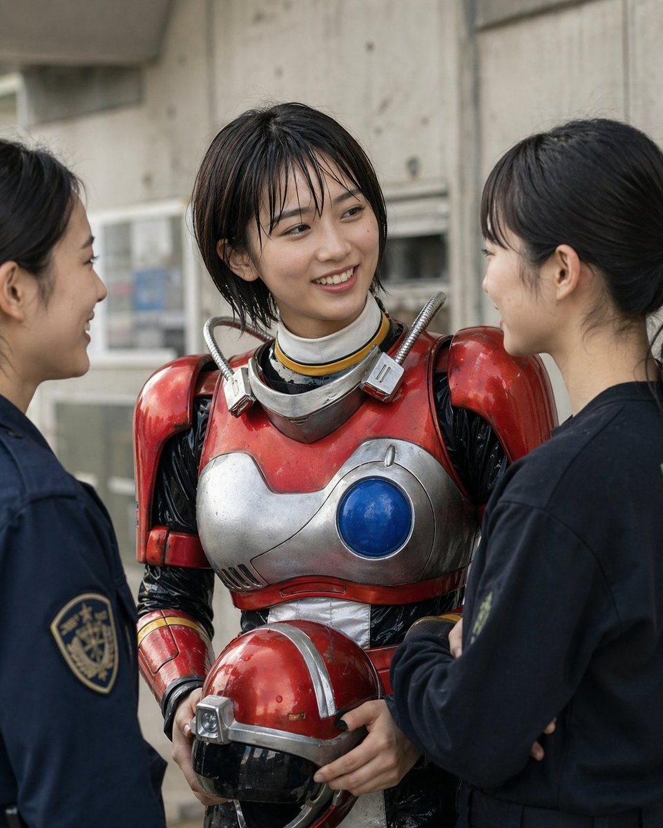 Retro Sci-Fi Heroine With Police - GPT Image 2 Prompt-Beispiel