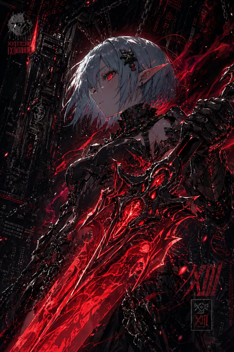Dark Cyber Elf With Crimson Blade - GPT Image 2 Prompt-Beispiel