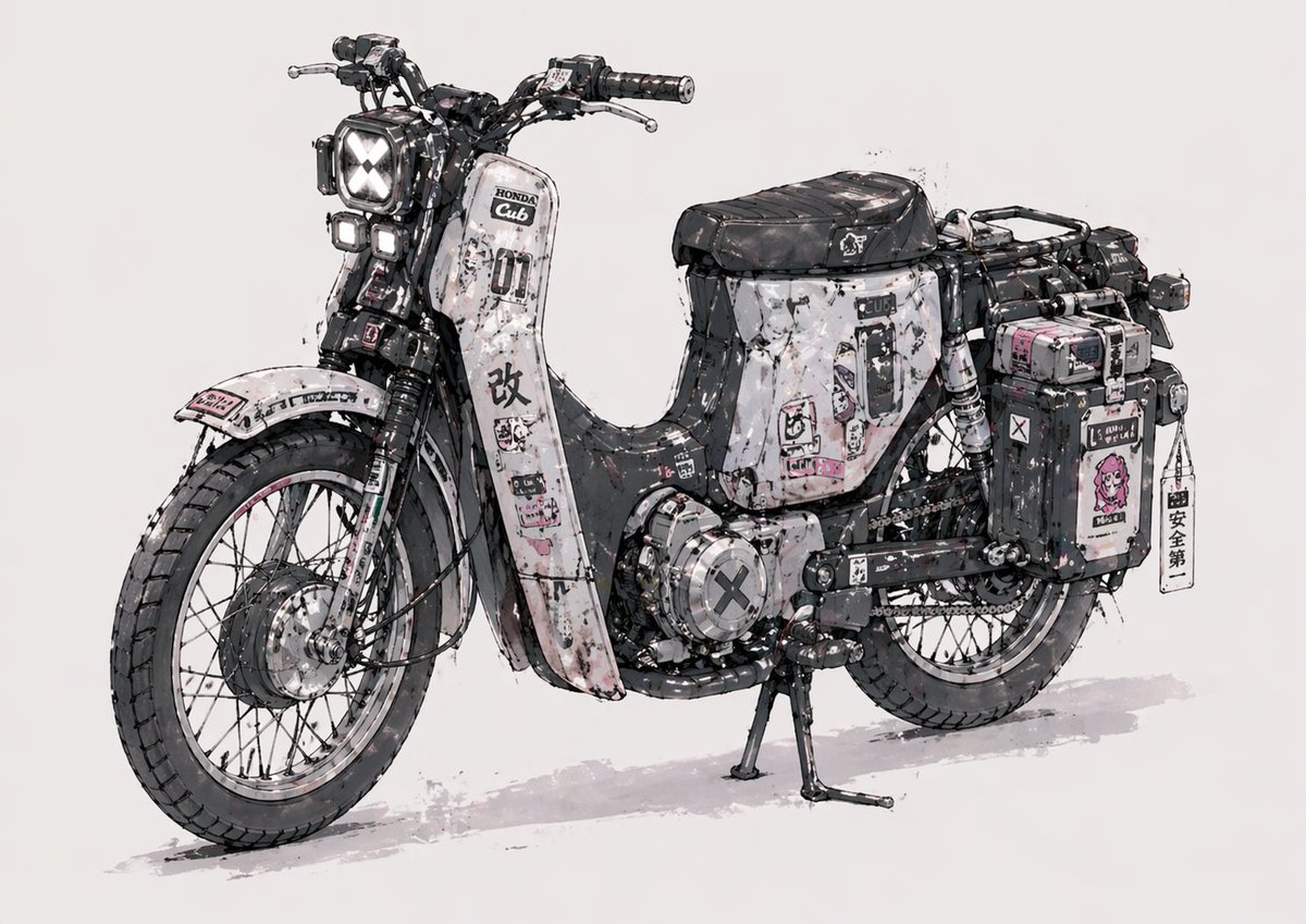Weathered Custom Cub Concept Bike - GPT Image 2 Prompt-Beispiel