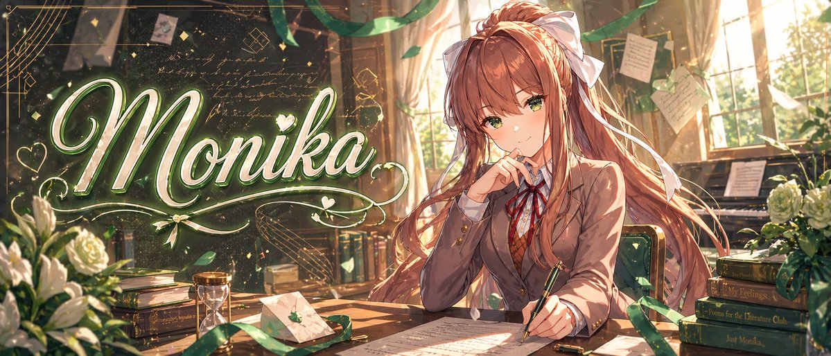 Monika Anime Banner Illustration - esempio di prompt GPT Image 2
