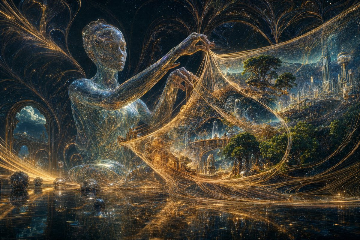 Glass Reality Weaver in Cosmic Hall - GPT Image 2 prompt example