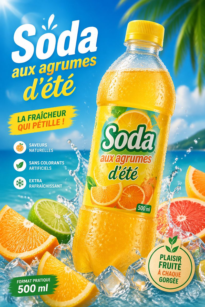 Tropical Citrus Soda Ad Poster - GPT Image 2 prompt example