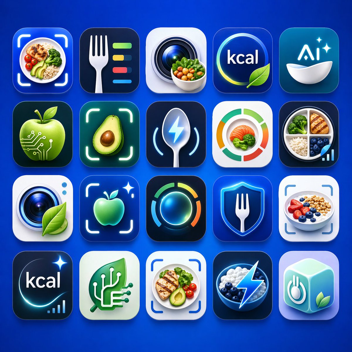 Healthy Nutrition App Logo Grid - GPT Image 2 prompt example