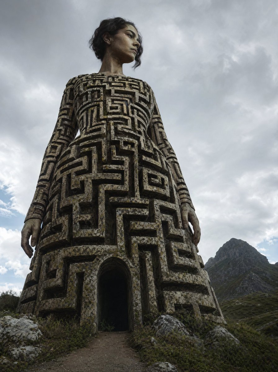 Colossal Labyrinth Woman Monument - GPT Image 2 prompt example