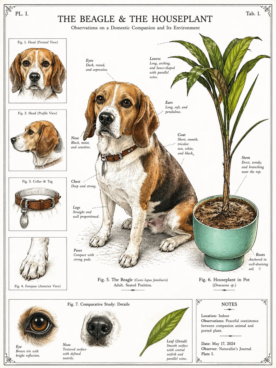 Vintage Beagle Botanical Plate - GPT Image 2 prompt example