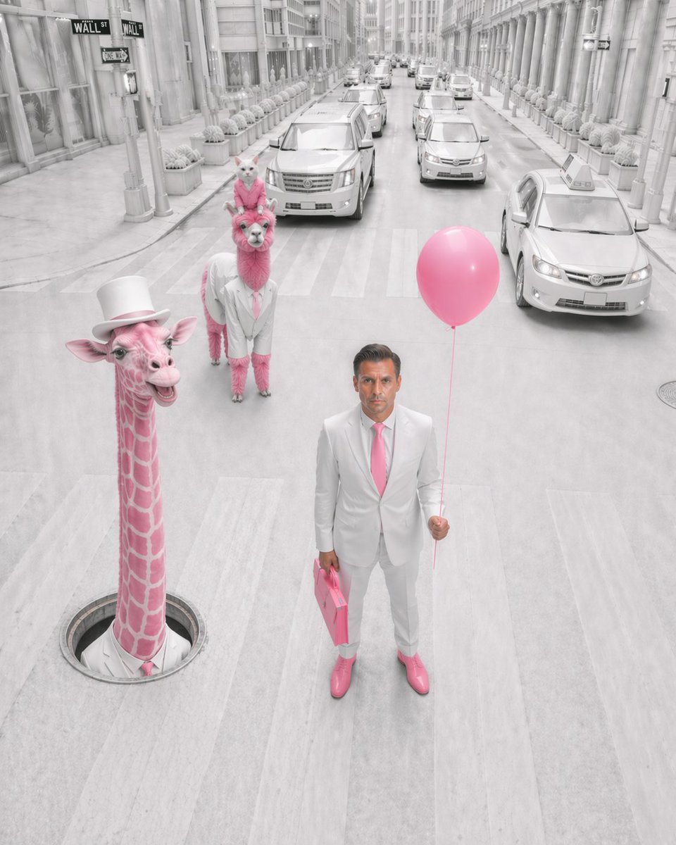 Pink Surreal Wall Street Fashion Scene - GPT Image 2 prompt example
