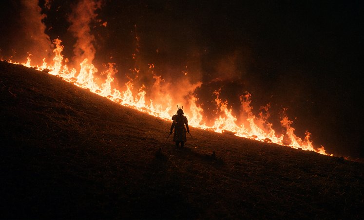 Samurai Before a Hillside Fire - GPT Image 2 prompt example