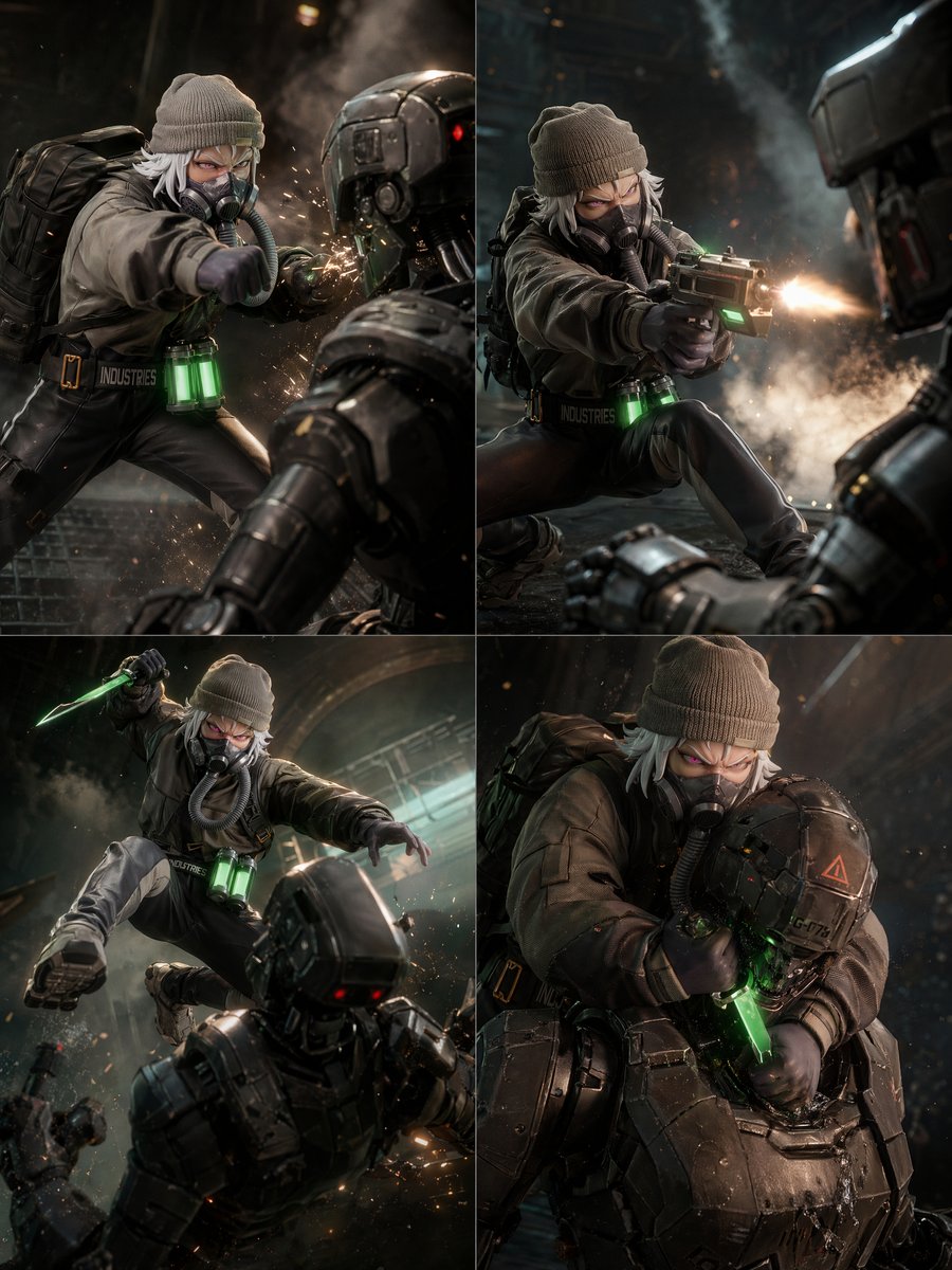 2x2 Sci-Fi Combat Action Grid - GPT Image 2 prompt example