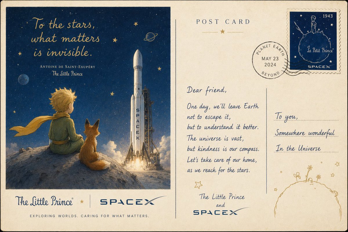 Vintage Little Prince Space Postcard - GPT Image 2 Prompt-Beispiel