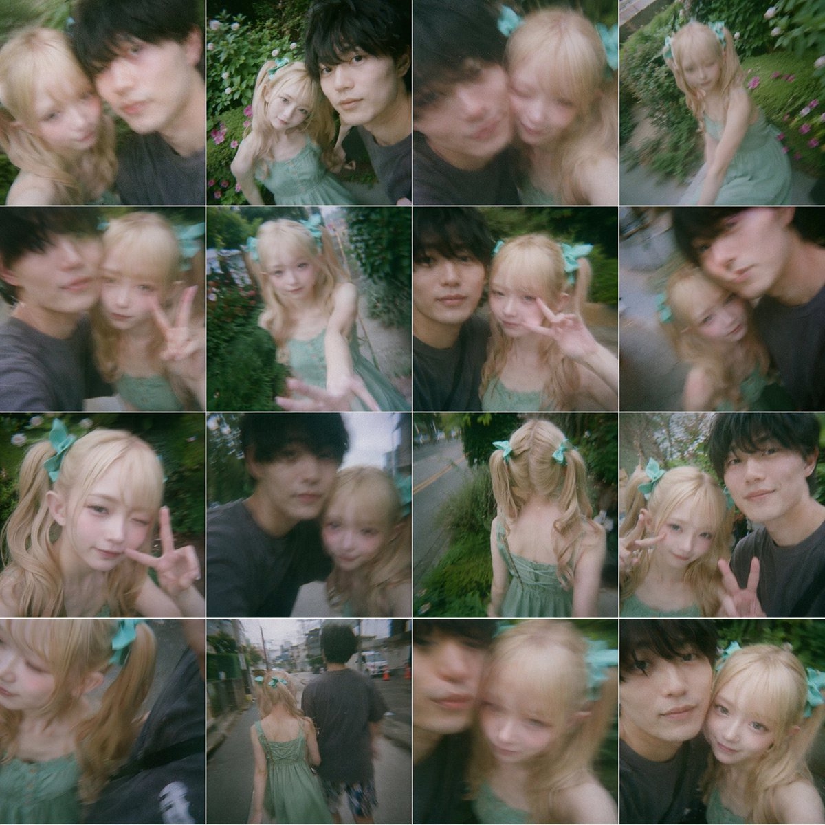 Dreamy 16-Photo Couple Walk Collage - GPT Image 2 prompt example