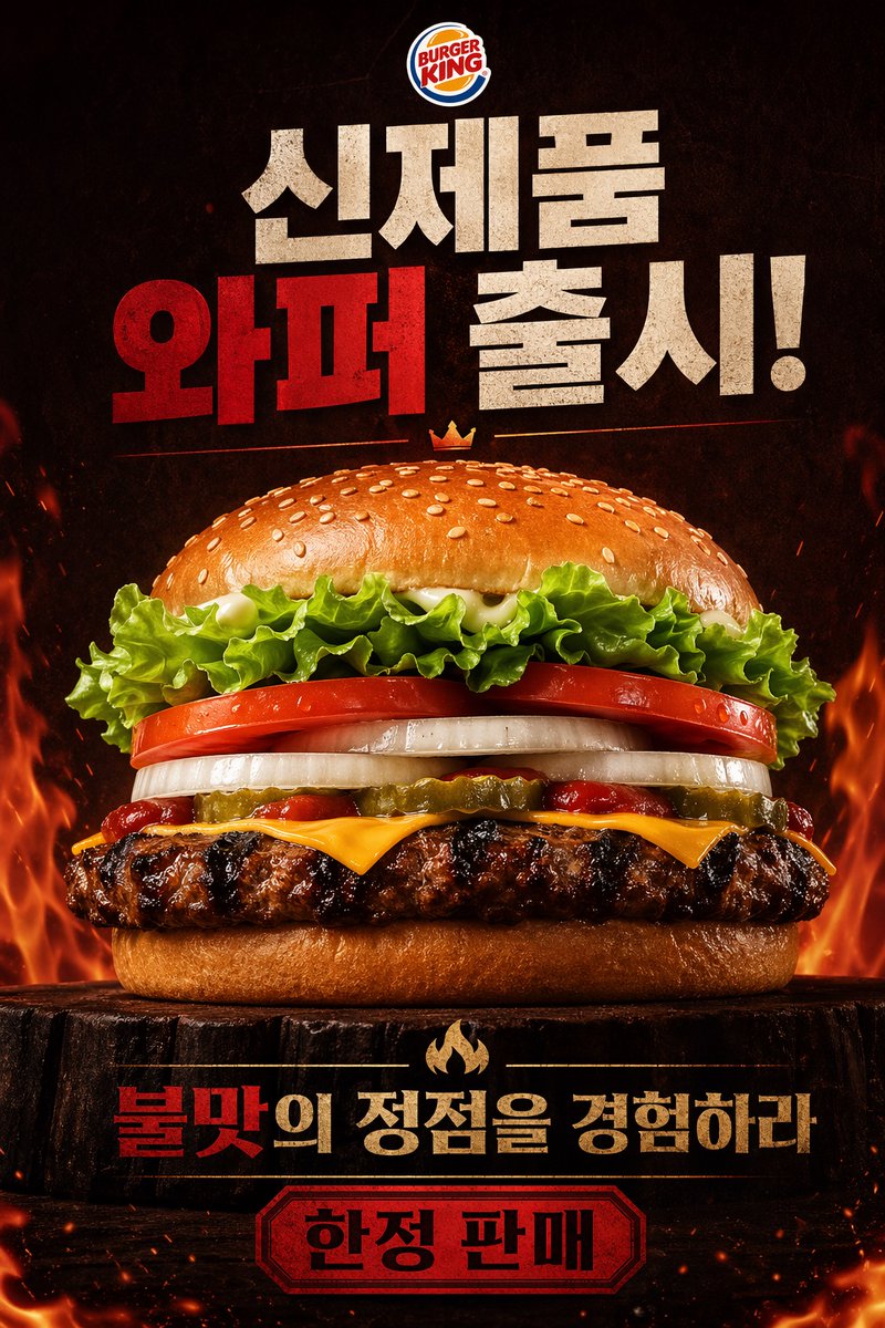Fiery Burger King Whopper Poster - GPT Image 2 Prompt-Beispiel