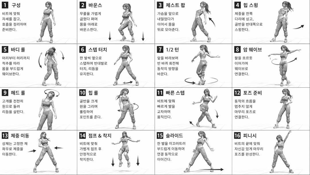 Dance Movement Reference Sheet - esempio di prompt GPT Image 2