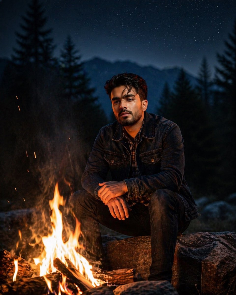Cinematic Forest Campfire Portrait - GPT Image 2 prompt example