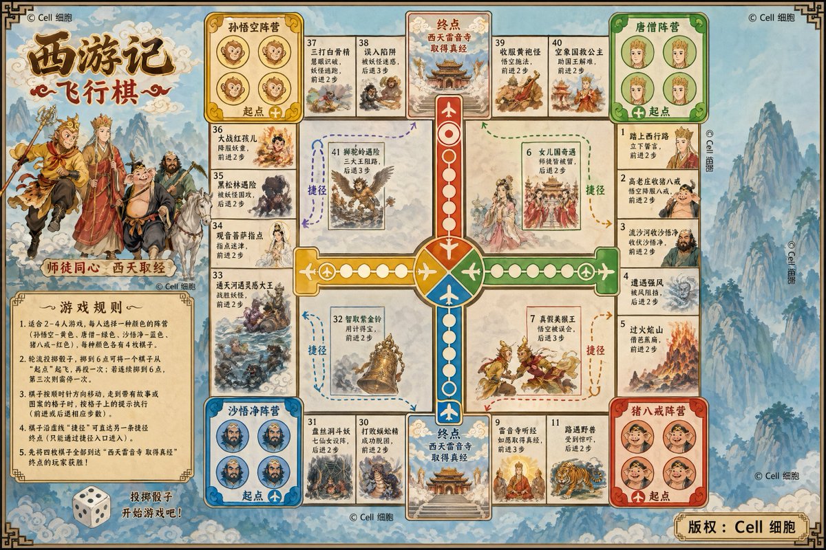 Journey to the West Flying Chess prompt - esempio di prompt GPT Image 2