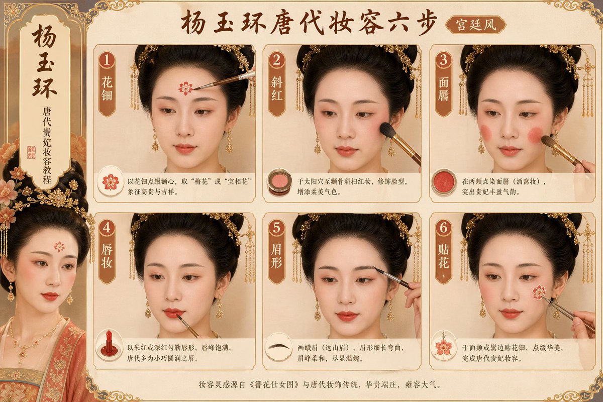 Tang Dynasty makeup steps prompt - GPT Image 2 prompt example