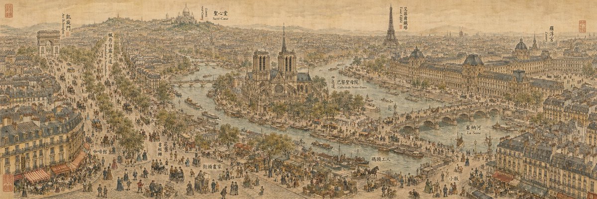 19th Century Paris in Chinese Ink Style - esempio di prompt GPT Image 2