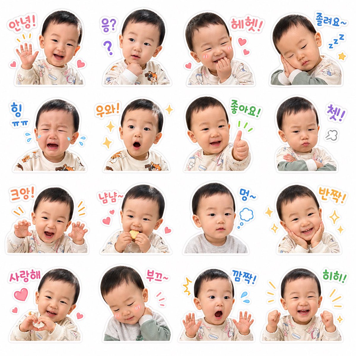 Baby Emoticon Sticker Grid Generator - GPT Image 2 prompt example