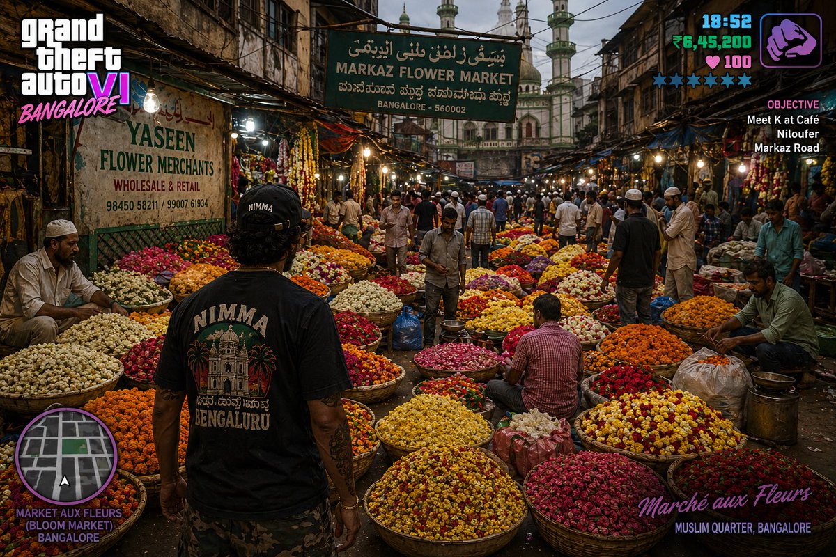 GTA 6 in Bangalore Flower Market - GPT Image 2 Prompt-Beispiel
