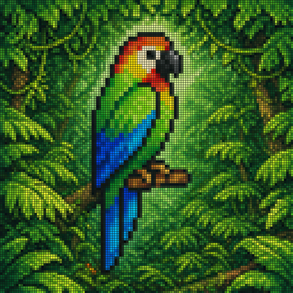 Pixel Mosaic Jungle Parrot - GPT Image 2 prompt example