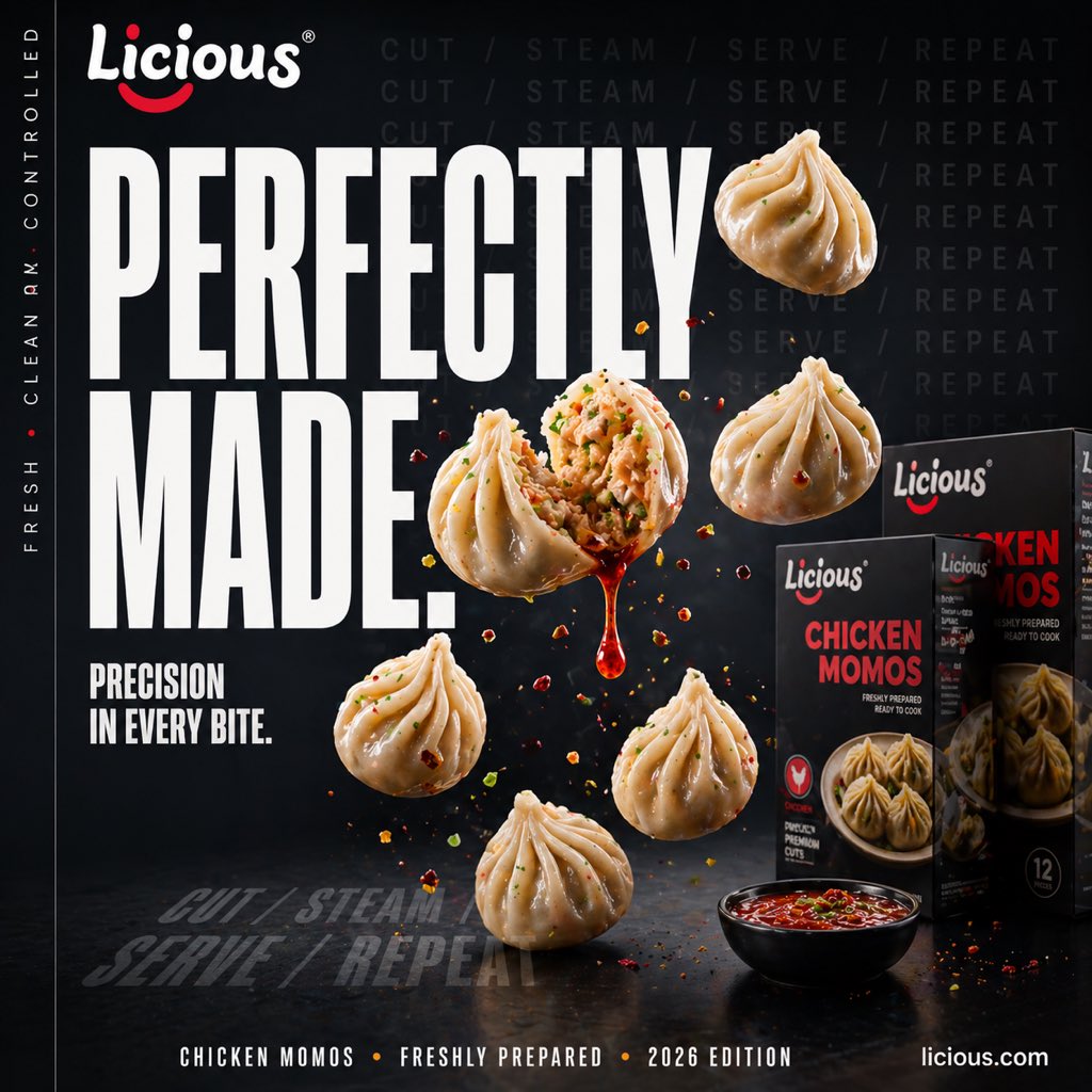 Cinematic Chicken Momos Ad Poster - GPT Image 2 prompt example
