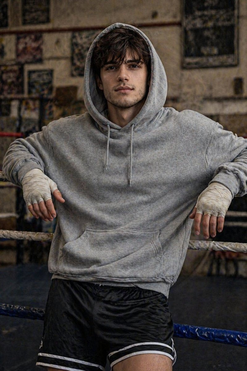 Gritty Boxer Leaning on Ring Ropes - GPT Image 2 prompt example