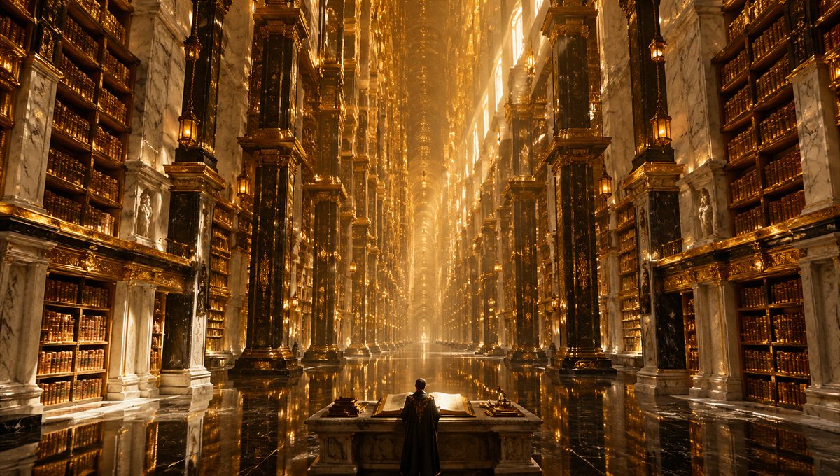 Impossible Infinite Golden Library - GPT Image 2 prompt example