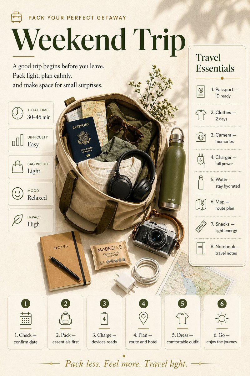 Weekend Trip Packing Infographic - GPT Image 2 prompt example
