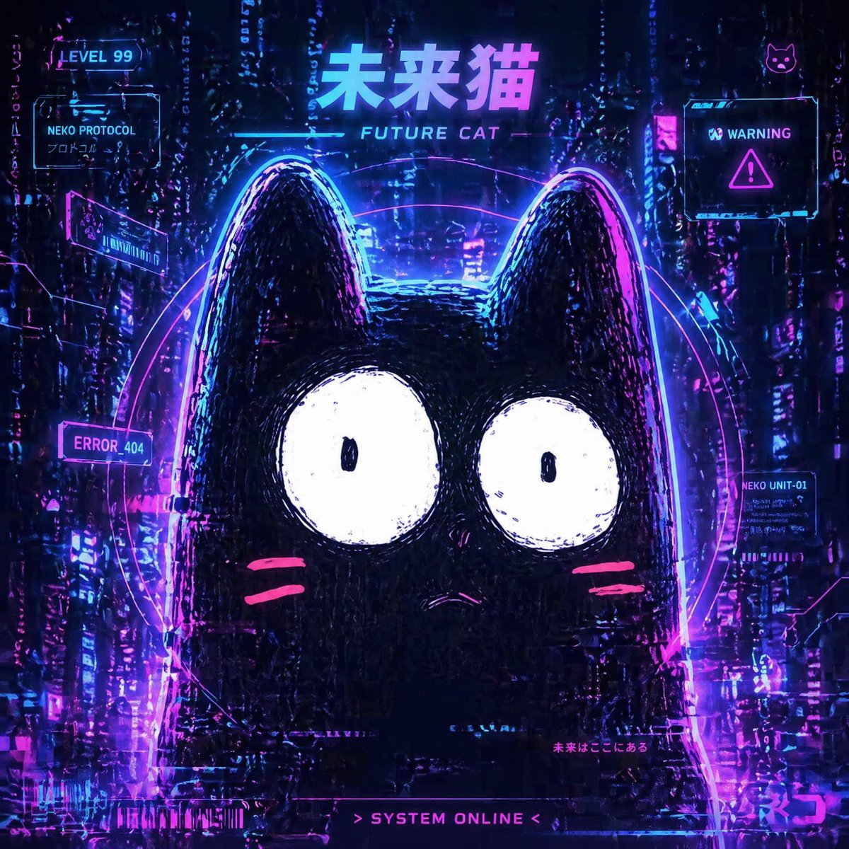 Cyberpunk Future Cat Neon Poster - GPT Image 2 prompt example