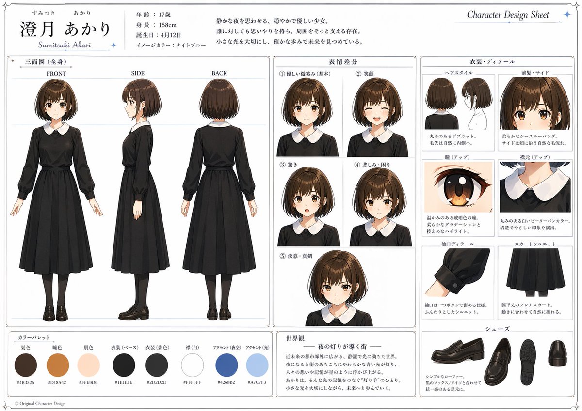 Anime Character Design Sheet - esempio di prompt GPT Image 2